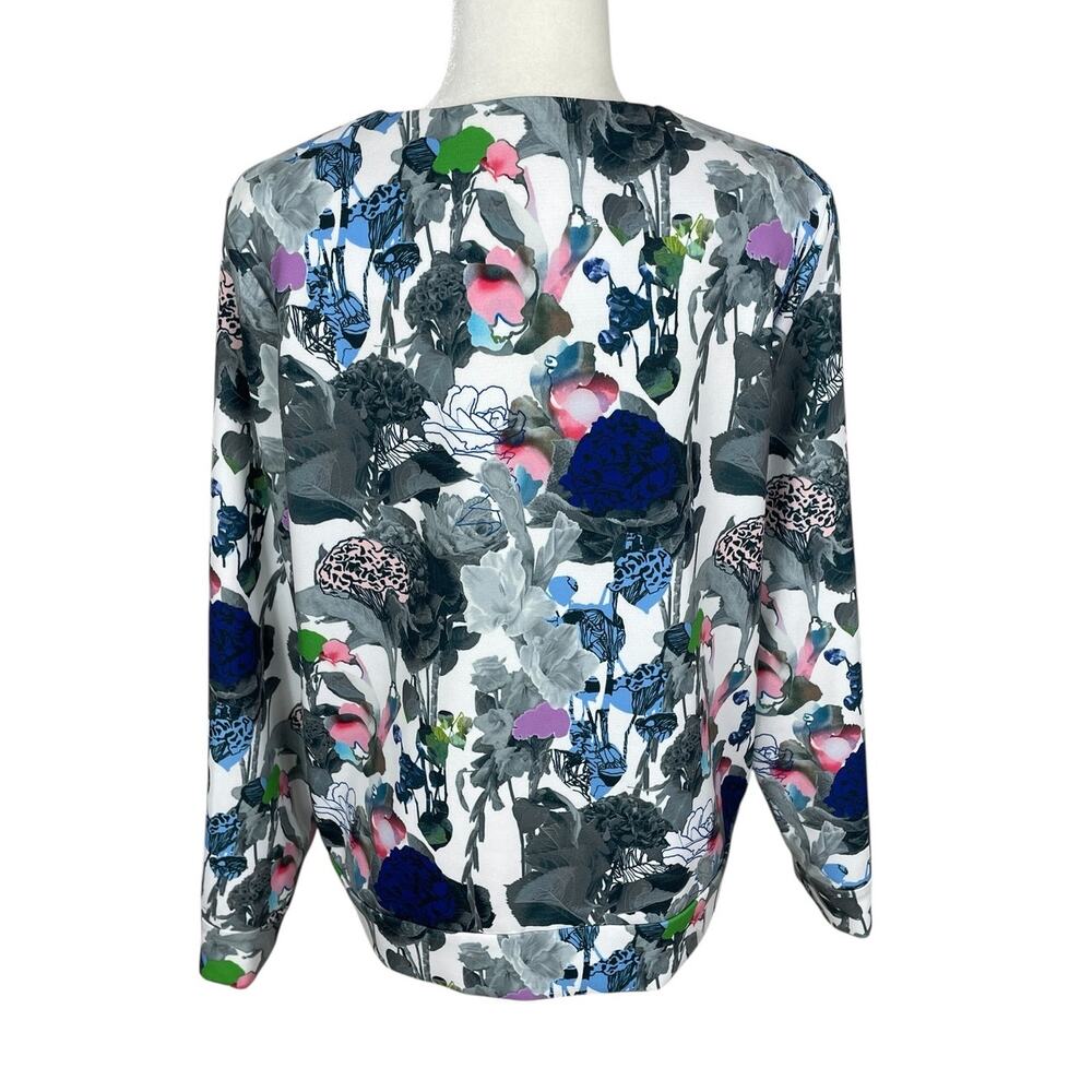 COS Jersey Knit Full Zip Bomber Jacket Floral Multi Women's Sz 14 Modern Career - Picture 8 of 13